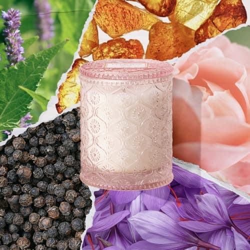 LA JOLIE MUSE Santal Rose Scented Candle – Saffron, Rose & Leather | 6 oz Natural Soy Wax | 40 Hours Clean Burn | Gift-Ready for Hosts & Gatherings | Elegant Home Decor