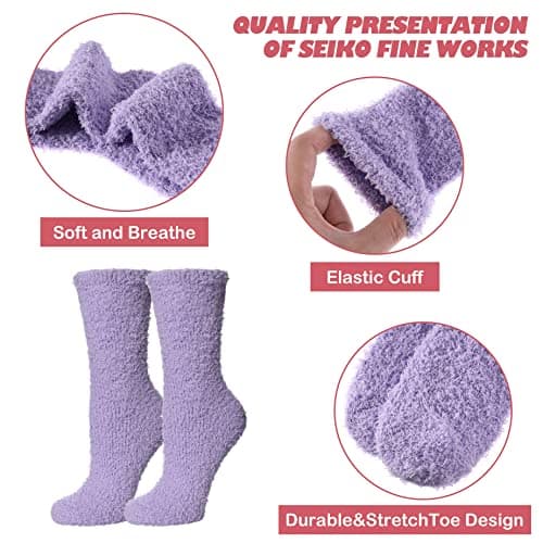 LINEMIN Womens Fuzzy Socks Cozy Fluffy Winter Warm Slipper Socks Microfiber Soft Home Sleeping Socks B09BN6Q93J
