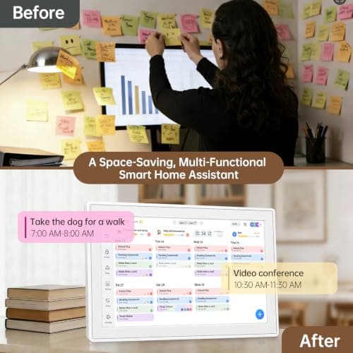 Real-time Google, Outlook and iCloud sync keeps every family member organized, with meal planning and no subscription fees. 15.6" Digital Calendar Wall Touch Screen, Chore Chart, Photo Frame, Bases B0GBVS5NX1