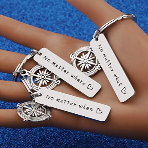 WUSUANED No Matter What Where When Compass Best Friend Keychain Set Long Distance Friendship Gift For Sister Best Friends