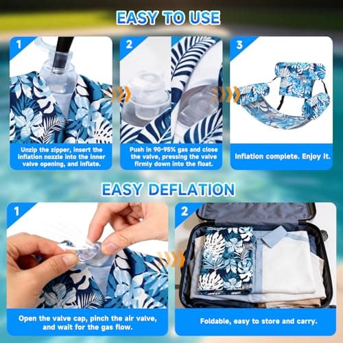 3 Pack Pool Floats Adult, Adjustable Heavy Duty Inflatable Pool Floats Chair, Portable Pool Float Lounger for Adults & Kids, Pool Floaties Noodles for Summer Pool Beach Lake Party Relaxing Fun