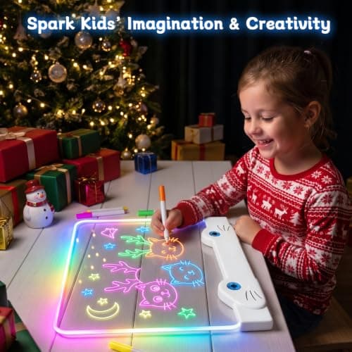 LED Drawing Board for Kids, 16" Rechargeable Glow Doodle Drawing Tablet with 13 Light Effects, Light Up Dry Erase Note Board, Birthday Gifts for Girls Boys Age 3-8, 7 Markers & Tracing Book B0H74R5T13