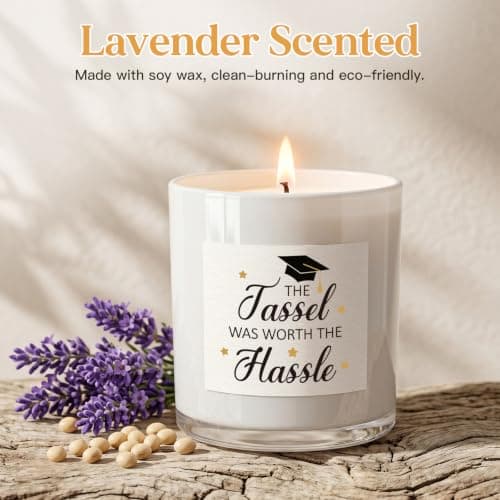 Graduation Gifts for Graduates Daughter Son Friends, College/High School/Masters Degree Graduation Gift, Up to 60Hr Burn Time Graduation Gift for Her Him, Grad Candle, 10oz Lavender Scented Candle B0H7JRB68V