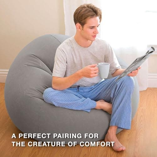 Intex 6 Pack Inflatable Beanless Bag Chair, Portable Blowup Lounge Seating, Gray