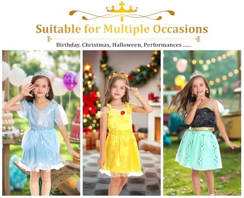 LIMIROLER Princess Dress Up Clothes for Little Girl Role Play Costume Gift Set Princess Dress Up Toys for Toddler Girls B0DF2V6NHW