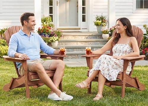 Wooden Folding Adirondack Chair Set of 4, Half Pre-Assembled Wood Lounge Chair for Outdoor Patio Garden Lawn Backyard Deck Pool Beach Firepit