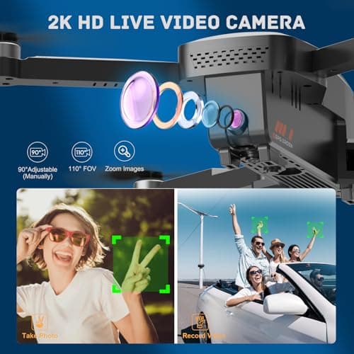 Drones with Camera for Adults 4K - GPS Drone with Auto Return, Brushless Motor, Foldable Mini RC Quadcopter for Kids Beginners with FPV Live Video, Follow Me, 2 Batteries Long Flight Time Under 249g