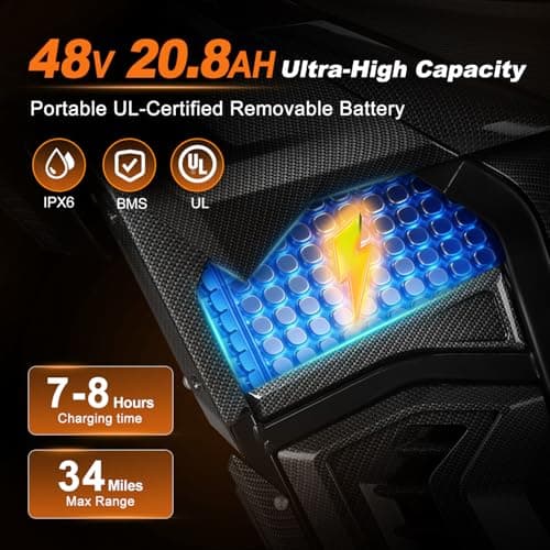 EM5 Electric Dirt Bike w/Light & Display, Off-Road Motorcycle 3400W 3 Speed Modes (Max 40MPH) 48V Range 53MI,14"/12" Tires,Dual Suspension & Hydraulic Brakes Fit Age 13+