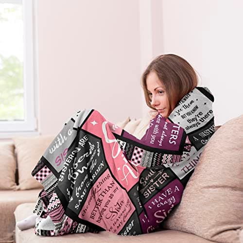 Ruvinzo Sister Gifts from Sis, Sisters Birthday Gift Idea, Best Sister Ever Gift for Women, Birthday Gifts for Sisters, Sis Soft Throw Blanket 60" x 50" B0BY8BFFQ9