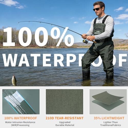 DikaSun Fishing Waders for Men & Women, Waterproof 2-Ply Nylon/PVC Chest Wader with Boots for Outdoor Sizes 4-13 Bootfoot