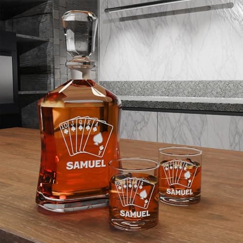 Personalized Whiskey Decanter - 4 Designs - Birthday Gifts for Men 2025, Dad, Husband, Him, Boyfriend - Men Whiskey Gifts - Personalized Gifts for Men - Bourbon, Scotch Gifts - Fathers Day Gift Ideas