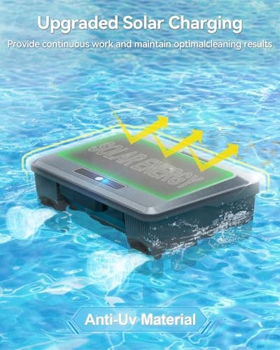 2026 Upgraded F1T Solar Powered Robotic Pool Skimmer Surface Cleaner with APP Support Dual Charging Options Smart Obstacle Avoidance 24/7 Continuous Cleaning Ideal for Above Ground Pool Gray