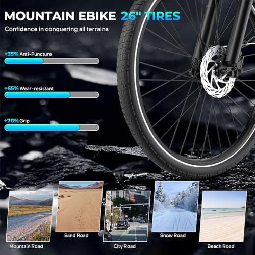 Movcan V80 Electric Bike, 1000W Motor 28MPH 26'' City Cruiser Ebike for Adults, 48V 13Ah Removable Battery Up to 70 Miles, 7-Speed Dual Disc Brake, Mountain E-Bike for Commuting