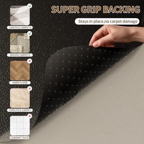 Office Chair Mat for Carpet 48”x 60”, Heavy Duty Desk Chair Mat for Low Pile Carpet with Cleats, Black Plastic Floor Mat for Gaming Chair, Smooth Rolling Carpet Chair Mat Protector