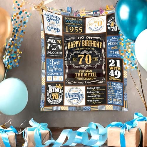 70th Blanket 60 x 50 inch, 70th Birthday Gifts for Men, Best Gifts for 70 Year Old Man, 70 Year Old Birthday Gifts for Men, 1955 Birthday Gifts for Dad, Mens 70 th Birthday Gift Ideas