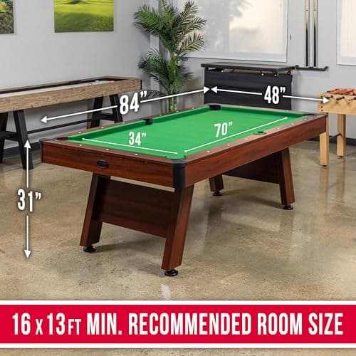 GoSports 7 and 8 ft Pool Tables with Wood Finish - Gray, Black, or Green Felt - Billiards Game Room Table for Adults & Family - Accessories Not Included