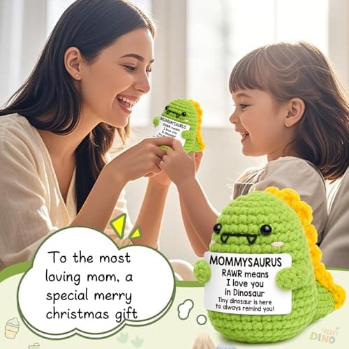 Mini Gifts for Mom Christmas I Love You Mommy Gift Handmade Crochet Dinosaur Mom Gifts for Christmas Birthday Gift for Mama Mother- in- Law New Bonus Step Moms Mother from Daughter Son Husband