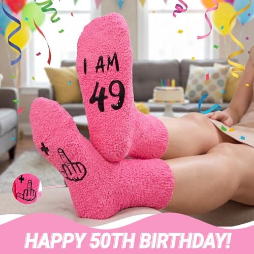 HAPPYPOP 50th Birthday Gifts Ideas - 50 Year Old Gift Socks for Women Men Friends, Turning 50 Gifts