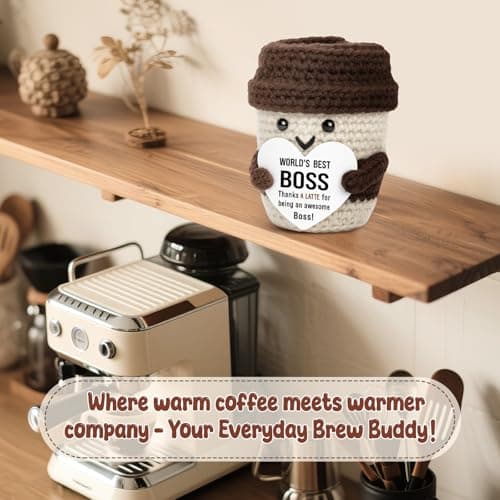 Best Boss Gifts for Women Men Christmas Stocking Stuffer Birthday Boss Day Gifts for Leader Manager Supervisor Crochet Coffee Mug Cup Desk Office Decor for Coffee Lover Best Boss Retirement Bosses Day