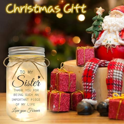 Mason Jar Night Lights with Warm Lights for Sisters, Mothers Day Valentines Day Gifts for Sister, Heartfelt Home Decor Gift Sister Gifts - Unique Sister Birthday Christmas Day Gifts Ideas B0DYV2ZL4M