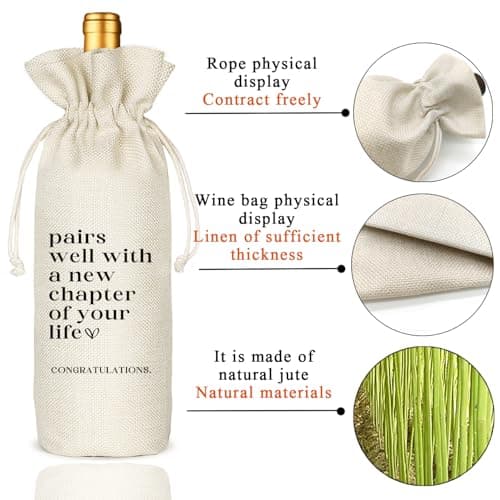 TBITON New Job Gifts, Farewell Gifts for Coworkers,New Beginning Gifts, Wine Gift Bags Going Away Gift for Friends Coworker Boss, Pairs Well With A New Chapter of Your Life (Beige-NEW JOB02) B0DHHFYD2C