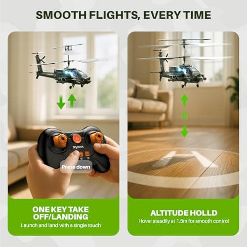 SYMA RC Helicopters, S51H Remote Control Helicopter 2.4GHz Military Army Toys for Boys Girls Kids with Altitude Hold, One Key Take Off/Landing, LED Light, Low Battery Reminder