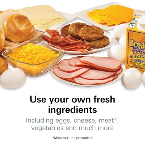 Perfect for English Muffins, Croissants, Mini Waffles | Customizable & Fast | PFAS-Free | Silver | 25475MN Hamilton Beach Breakfast Sandwich Maker with Egg Cooker Ring B00BTIUYOO
