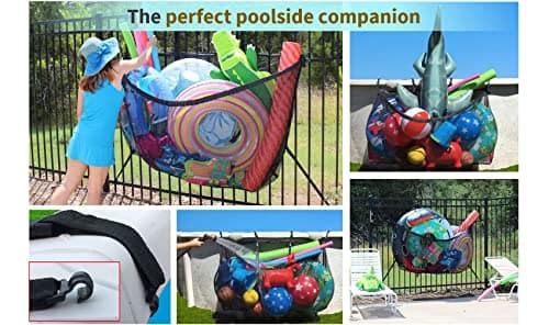 MeshTitan Heavy-Duty Pool Storage Bag - Floats & Toys Organizer with Sturdy Mesh & Anti-Sagging Support (Black)