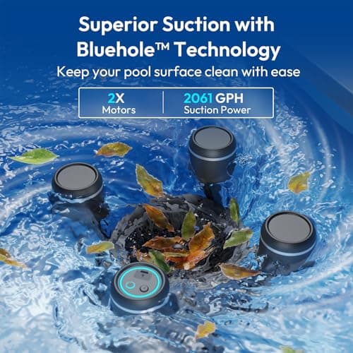 (2026 Upgrade) BUBLUE BuVortex V5 Pool Skimmer Robot,Pool Surface Skimmer Robot with App Control,5L Filter,Dual Cleaning Modes,AI Navigation,Ideal for In-Ground & Above-Ground Pools,Dark Gray