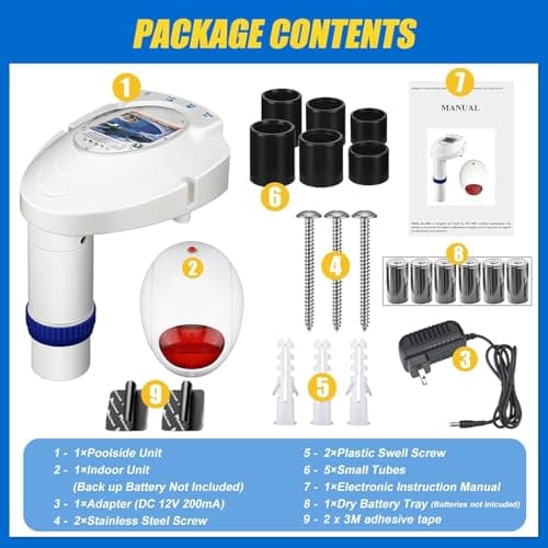 Pool Alarm with Remote Receiver, Pool Underwater Drown Monitor System, Battery Powered Poolside Alarms for Inground&Above Ground Pools, Kids Child Pets Swimming Pool Safety Guard fits up to 16x32sq.ft