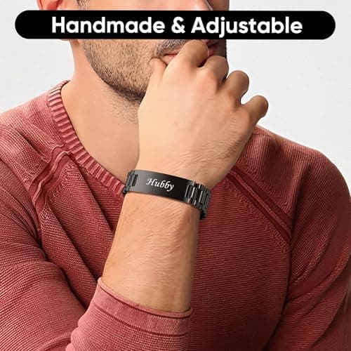 VNOX Elgant Link Bracelets Father Day Christmas Birthday Valentines Personalized Gift for Dad Husband Grandpa Boyfriend Masculine Watch Band Stainless Steel Bracelet Gift for Dad Grandpa Husband B0D8BD71RQ