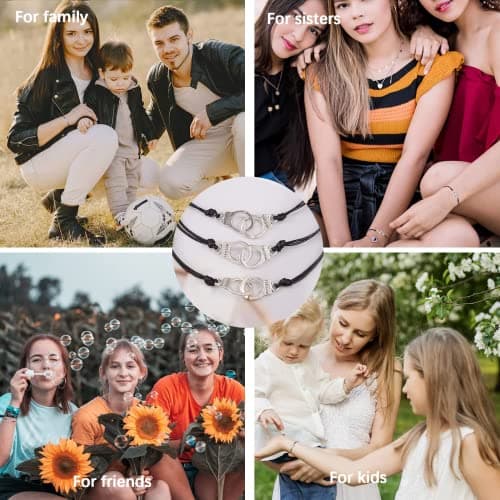 GBTBYS 2/3/4 PCS Best Friend Bracelet for Women Men, Matching Bracelets for Couples, Partners in Crime Bracelets, Handcuff BFF Friendship Bracelet Birthday Gifts for Her Him