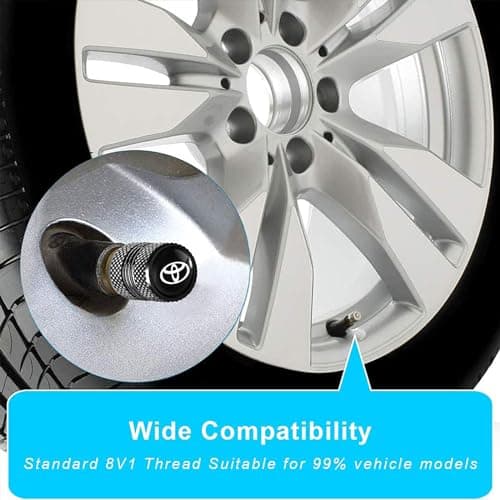 Tire Valve Stem Cap Cover Fit for Toyota Belt O-Ring Seal Corrosion Resistant Tire Valve Caps Car Accessories 4Pc Black