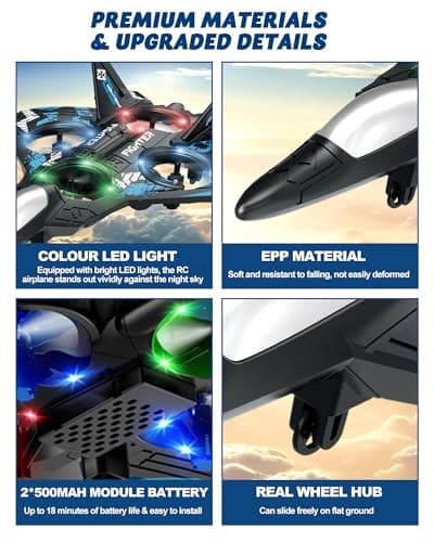 JoyRapt Drones for Kids Form RC Plane, Remote Control Airplane, Aircrafts Toys for Boys, Jet Helicopter Drones with LED Lights 360° Flip, Gifts for 6 8 10 Year Old Boys, 2 Rechargeable Batteries