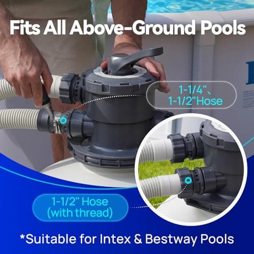 AQUASTRONG 20in Sand Filter Pump for Above Ground Pool with Timer, 2 HP, 8917 GPH Pool Pumps Above Ground for Pools Up to 38000 GAL, Pool Filter With 6-Way Valve, Improved Circulation and Filtration