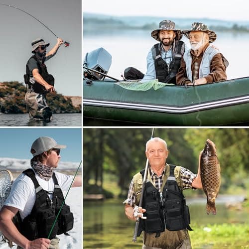 Gonex Fly Fishing Vest for Men Women, Comfortable Adjustable Fishing Vest with Multi-Pockets Reflective Stripes