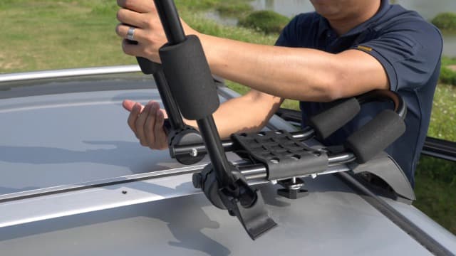 Leader Accessories Folding Kayak Rack 4 PCS/Set J Bar Car Roof Rack for Canoe Surf Board SUP On Roof Top Mount on SUV, Car and Truck Crossbar with 4 pcs Tie Down Straps