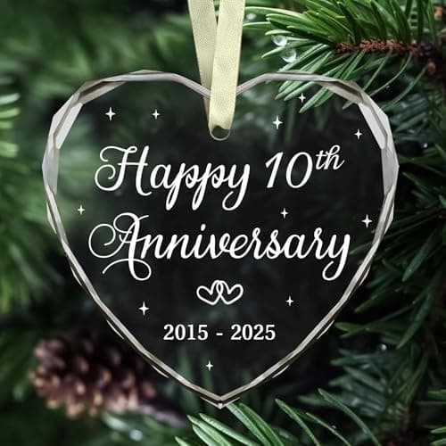 BSQUIELE Christmas Ornament for 10th Anniversary - Happy 10th Anniversary Ornament 2025-10th Wedding Ornament - 10 Year of Marriage Gifts for Couple - Birthday Gift for Husband, Wife