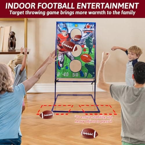 Football Toss Game with 4 Inflatable Balls, Football Throwing Target Games for Boys 8-12, Sports and Outdoors Toys for Kids Ages 3+