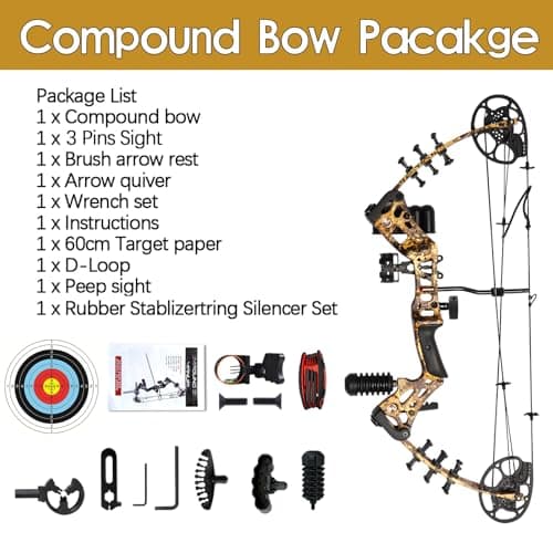 Youth Compound Bow Set 15-45 Lbs for Teens and Beginner, Package with Archery Hunting Equipment, Max Speed 260fps, Adjustable, Right Hand