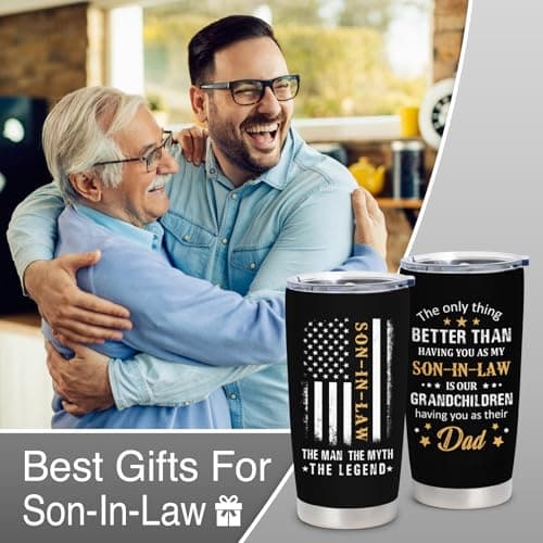 Son In Law Gifts - Christmas Gifts for Son In Law - Son in Law Gift from Mother/Father in law, 20 oz Stainless Steel Tumbler With Lid & Straw