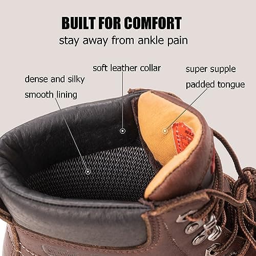 SUREWAY Mens Heavy Duty Soft/Composite/Steel Toe Work Boots for Men-Comfortable,GoodyearWelt,Full Grain Leather,6 in Wedge Moc Toe Construction Boots/Shoes