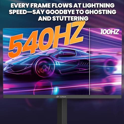 CRUA 27” 540Hz Gaming Monitor, IPS FHD(1920x1080P), AMD FreeSync, 120% sRGB, Height/Pivot/Rotating/Tilt Adjustable Vertical Monitor, HDMI 2.1 + DP 1.4, Wall Mount Install-Black