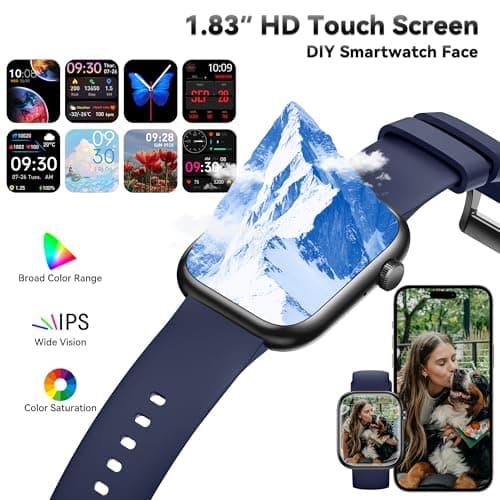 QVEQ Smart Watch for Men Women(Answer/Make Call), 1.83" Fitness Watch with Heart Rate/Blood Pressure/Blood Oxygen, Pedometer, Sleep Tracker,120+ Sport Modes, IP68 Waterproof Fitness Tracker for Android iOS