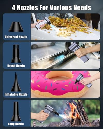 Compressed Air Duster with150,000RPM Brushless Motor, 8000mAh Battery, LED Light, 4-Gear Adjustable Electric Air Blower for Home, Car, Computer, Outdoor