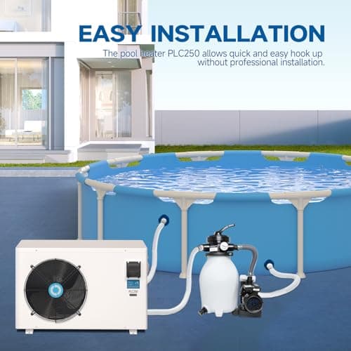 Max 105600BTU Electric Pool Heater for Above and In Ground Pools, 26KW Swimming Pool Heat Pump PLC250, Inverter Heating System, High Efficiency, fits 18/20/26ft Pools, 208~230V/60Hz