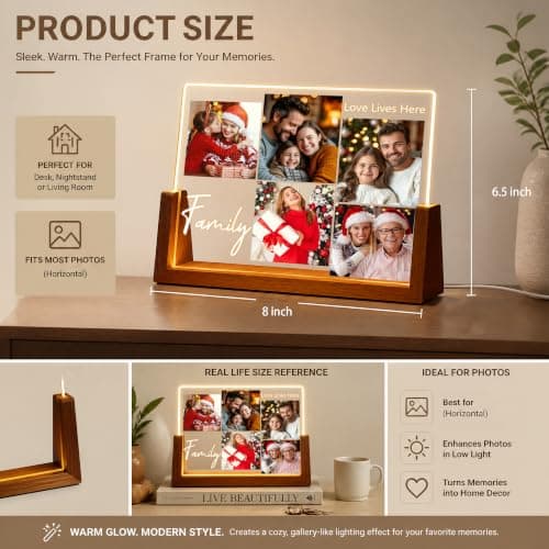 Personalized Photo Frame Gifts for Grandma Grandpa Wife Kids Baby Her Him on Christmas Birthday Mothers Fathers Day Custom Family Picture Frame, Christmas Family Gifts for Women Men Mom Dad B0HGY9689D