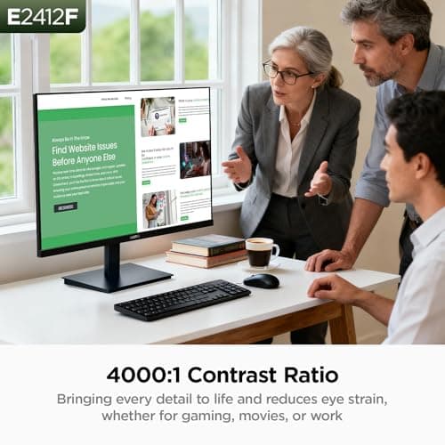 KOORUI 24-inch Computer Monitor Full HD 1920 x 1080p 100Hz VA Display 4000:1 Contrast Ratio with HDMI VGA, TÜV Rheinland Certified, 100 x 100 mm VESA Mountable, Ultra-Slim Design, Tilt, Black, E2412F