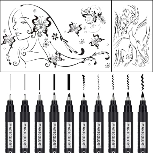 MARTCOLOR Calligraphy Pens, 10 Size Calligraphy Pens for Writing, Brush Pen Calligraphy Set for Beginners, Calligraphy Brush Pens, Hand Lettering Pen for Art Drawing, Sketching, Scrapbooking