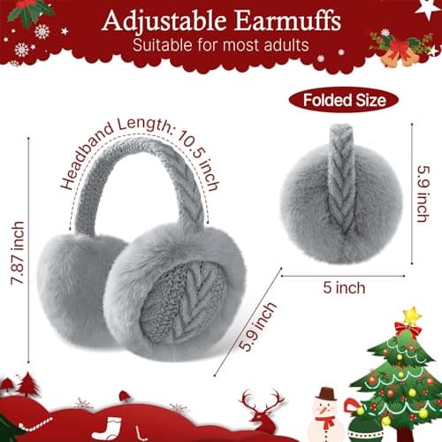 Clothirily Winter EarMuffs for Women, Faux Fur Warm Ear Muffs for Winter, Foldable Ear Covers, Fuzzy Ear Warmers for Women